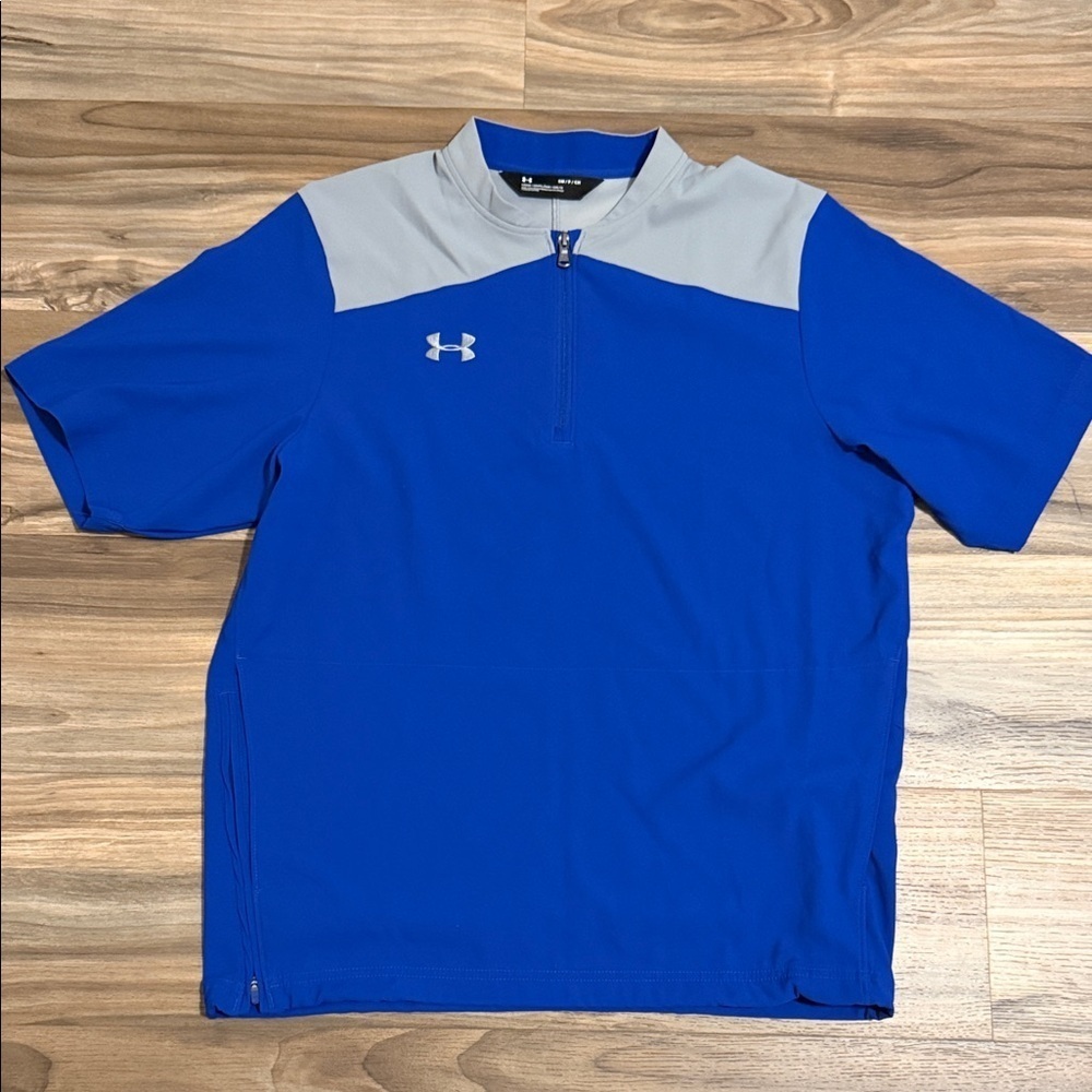 Under Armour Men’s Sz. S TRIUMPH CAGE JACKET 1/4 Zip Royal Blue Gray